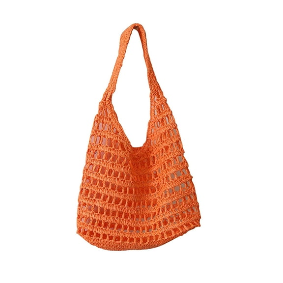 Hand-woven Soft Large Straw Shoulder Bag Boho Straw Handle Tote Retro Summer Beach Bag Rattan Handbag