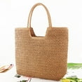 thumbnail image 1 of Yucurem Summer Hand-woven Beach Bag Shoulder Handbag Women Straw Hobo Bags Large Capacity Beach Shopping Tote Bag for Holiday Traveling, Light Brown, 1 of 9