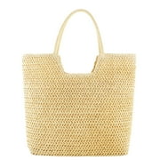 AOUSIN Yucurem Summer Hand-woven Beach Bag Shoulder Handbag Women Straw Hobo Bags Large Capacity Beach Shopping Tote Bag for Holiday Traveling,Beige