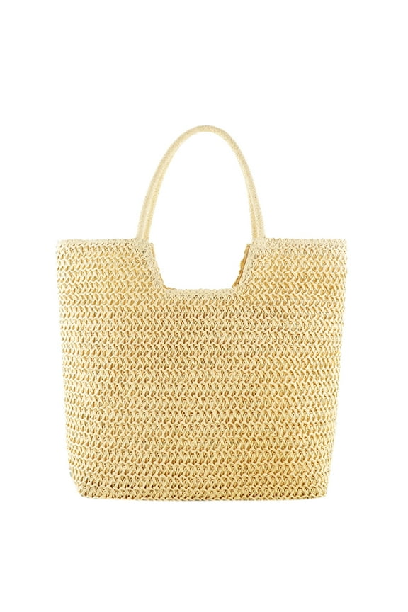 Yucurem Summer Hand-woven Beach Bag Shoulder Handbag Women Straw Hobo Bags Large Capacity Beach Shopping Tote Bag for Holiday Traveling,Beige