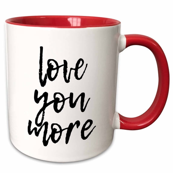 Hand written text love you more of black color on white background 11oz Two-Tone Red Mug mug-280868-5