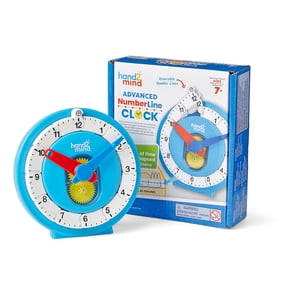 hand2mind Advanced NumberLine Clock, Learn to Tell Time Clock, Analog Clock for Kids Learning, Number Line for Kids, Practice Clock for Learning Time, Classroom Clock for Teaching Time (Set of 1)