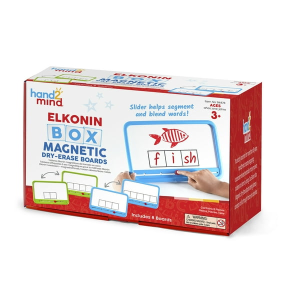 hand2mind Elkonin Boxes Magnetic Dry Erase Boards Set, Phonemic Awareness, Speech Therapy Materials, Letter Sounds for Kindergarten Phonics, Science of Reading Manipulatives (Set of 8)