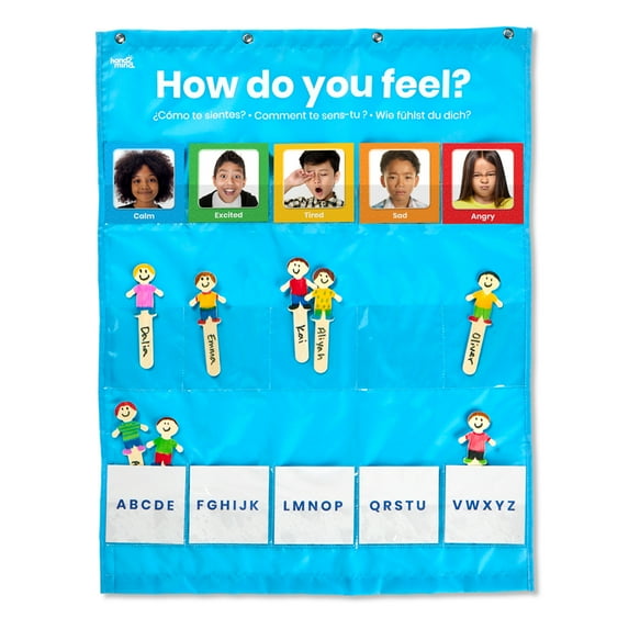 hand2mind Express Your Feelings Pocket Chart, Pocket Chart for Classroom, Emotions Chart for Kids, Social Emotional Learning, Calm Down Corner Supplies, Calming Corner, Preschool Teacher Must Haves