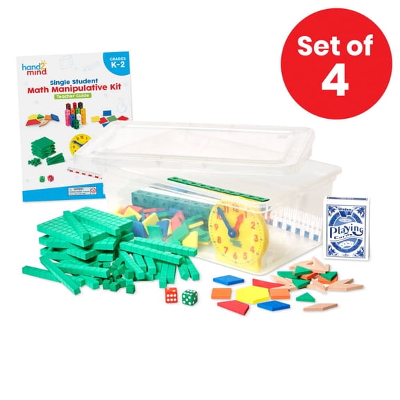 hand2mind Individual Student Manipulative Kit For Kids Ages 5-7, Individual Practice For Children At Home Or Classroom, Homeschool Supplies (Set of 4)