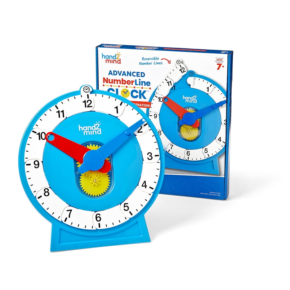 hand2mind Advanced Magnetic NumberLine Clock, Large Demonstration Clock for Kids Learning to Tell Time, Telling Time Teaching Clock, Analog Learning Clock, Teaching Time Classroom Clock (Set of 1)