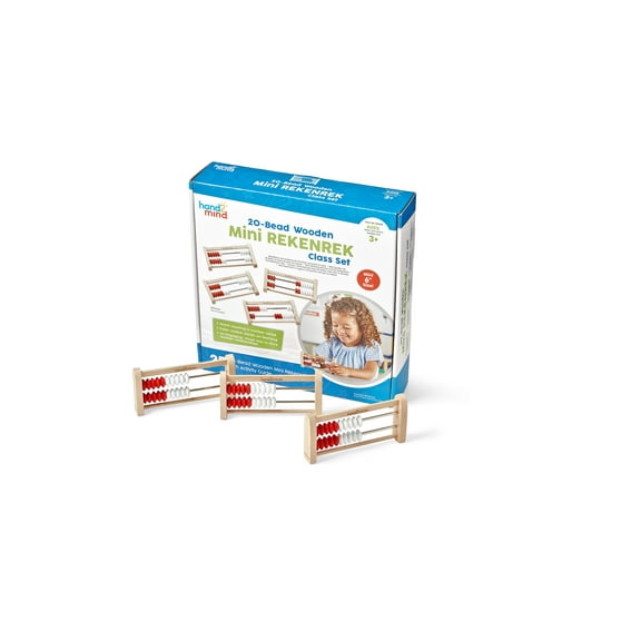 hand2mind Mini 20-Bead Wooden Rekenrek Class Set, Number Rack for Kids, Abacus for Kids Math, Counting Beads, Math Counters, Educational Toys for Elementary Kids, Math Manipulatives (Set of 25)