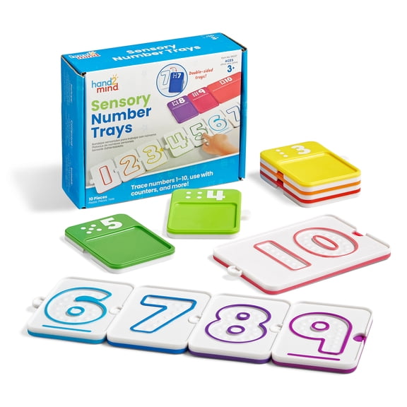 Hand2mind Montessori Sensory Number Trays for Kids Math Learning