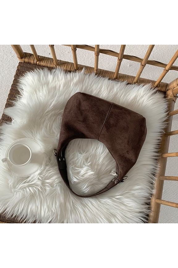 HandBags Womens Hobo Suede Shoulder Bag (Coffee 22cmX15cmX11cm)