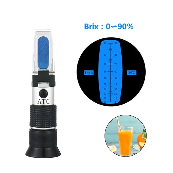 HandHeld Refractometer 0-90% Sugar Concentration Meter ATC For Fruit Juice Food Drink Honey With Carton Box ,Quick Calibration, No Power Required