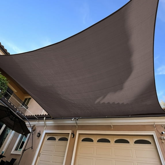 Sunbely 8'X14' Rectangle Brown Sunshade Sail,Water Resistant Withstanding Wind Canopy 95% UV Block Cover For Garden, Swimming Pool Outdoor Patio Backyard