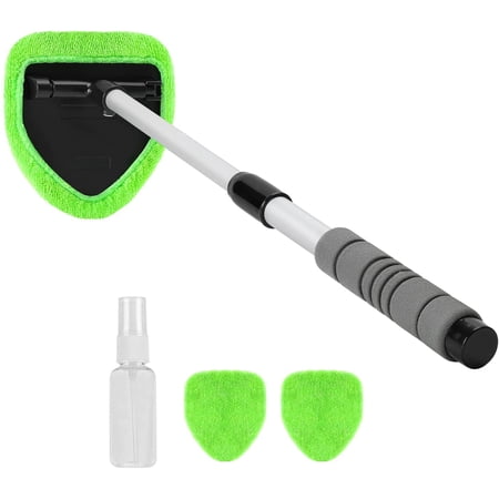 HandReed Car Window Cleaner – 24Inch Windshield Cleaning Tool with Spray Bottle, Microfiber Bonnets – Extendable Car Washer Kit with Long Soft Sponge Handle