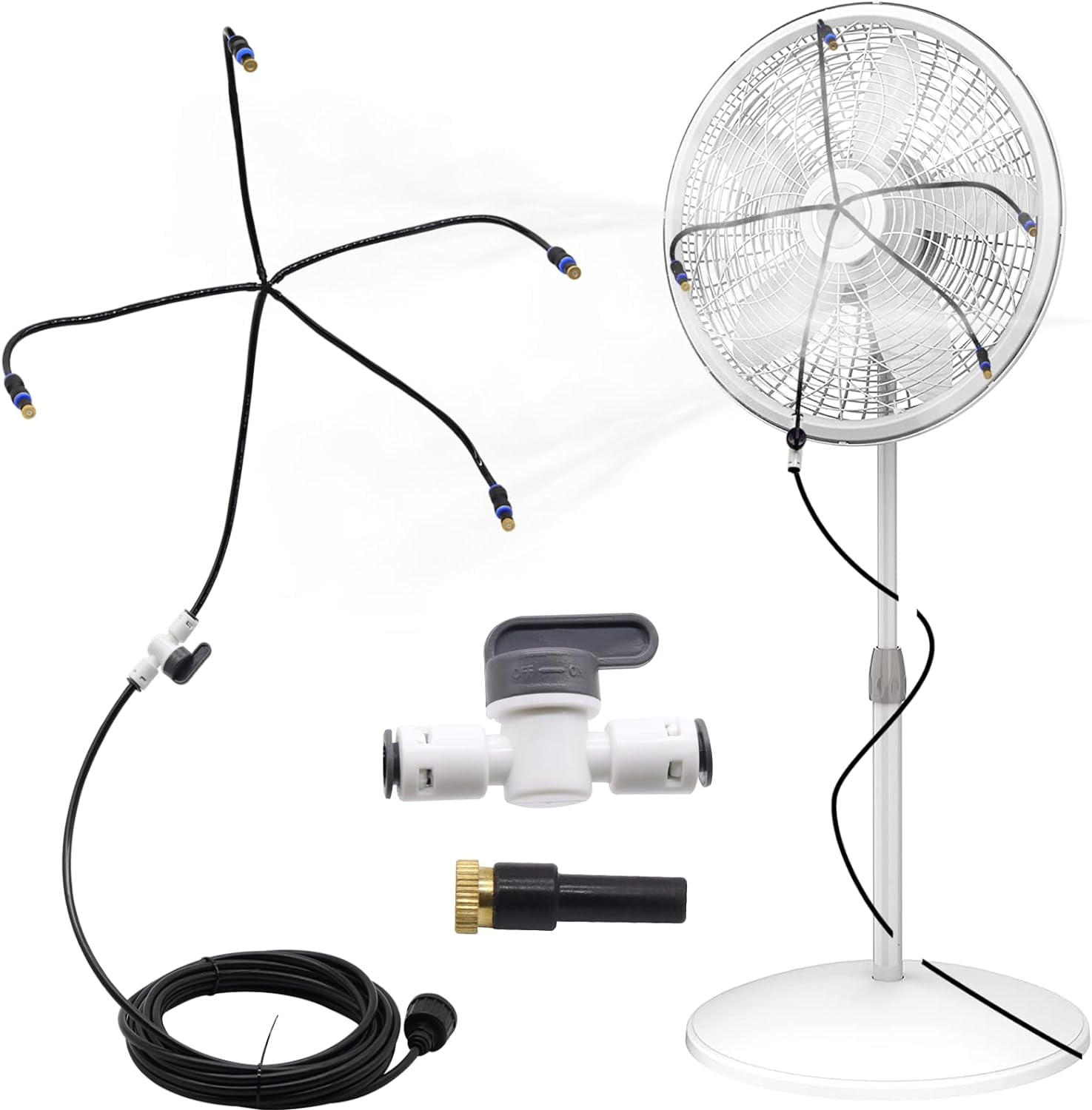 HandReed Fan Mister System, Fan Misting System with Independent Valve, Misters for Outside Patio