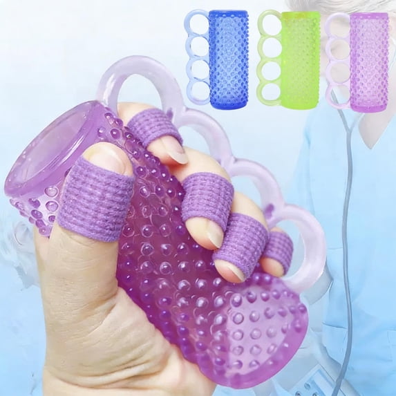 HandStrengthFinger Separator Massage Stick TPE Hand Rehabilitation Exercise Device for Seniors, Office, Stroke Recovery Blue