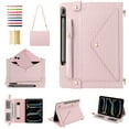 thumbnail image 1 of Handbag Case for Samsung Galaxy Tab S9 FE Plus/S9 Plus/S10 Plus, Flip Folio Stand Crossbody Wallet Case with S Pen Holder & Card Slots Pocket, Hand Strap & Shoulder Strap Protective Cover,Pink, 1 of 10