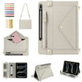 thumbnail image 1 of Handbag Case for Samsung Galaxy Tab S9/S9 FE/S8, Flip Folio Stand Crossbody Wallet Case with S Pen Holder & Card Slots Pocket, Hand Strap & Shoulder Strap Protective Cover,Beige, 1 of 10