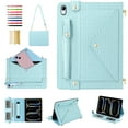 thumbnail image 1 of Handbag Case for iPad iPad 10th Gen, Flip Folio Stand Crossbody Wallet Case with S Pen Holder & Card Slots Pocket, Hand Strap & Shoulder Strap Shockproof Protective Cover Case,Blue, 1 of 10