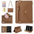 thumbnail image 1 of Handbag Case for iPad 9th/8th/7th Gen/Pro 10.5", Flip Folio Stand Crossbody Wallet Case with S Pen Holder & Card Slots Pocket, Hand Strap & Shoulder Strap Protective Cover,Brown, 1 of 10