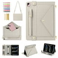 thumbnail image 1 of Handbag Case for iPad 9th/8th/7th Gen/Pro 10.5", Flip Folio Stand Crossbody Wallet Case with S Pen Holder & Card Slots Pocket, Hand Strap & Shoulder Strap Protective Cover,Beige, 1 of 10