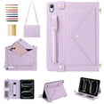 thumbnail image 1 of Handbag Case for iPad mini6/mini 2024, Flip Folio Stand Crossbody Wallet Case with S Pen Holder & Card Slots Pocket, Hand Strap & Shoulder Strap Shockproof Protective Cover,Purple, 1 of 10