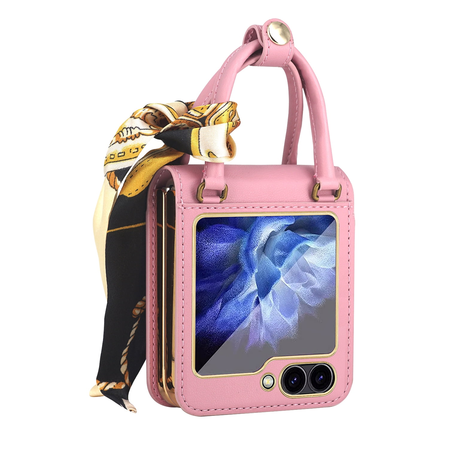 Handbag Design Case for Samsung Galaxy Z Flip 6, Stylish Case with Silk Bumper Shockproof Protective Anti-Scratch Phone Case for Galaxy Z Flip6, Pink
