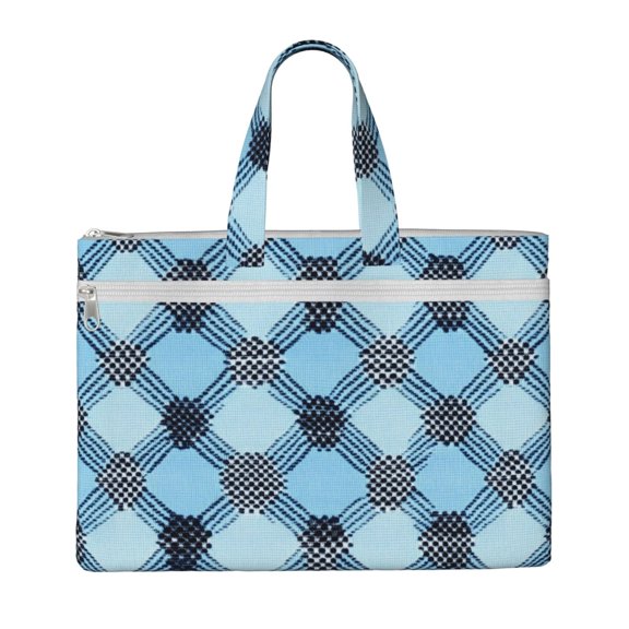 Handbag File Bag 1510.6in Large Capacity Double Pocket Designed For Work Travel Travel Shopping Argyle Plaid Lightskyblue_49288_2