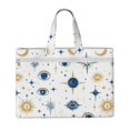 thumbnail image 1 of Handbag File Bag 15×10.6in Large Capacity Double Pocket Designed For Work Travel Travel Shopping Blue Gold Eyes Stars Sun Moon, 1 of 8