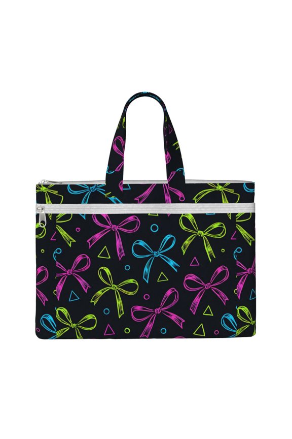 Handbag File Bag 1510.6in Large Capacity Double Pocket Designed For Work Travel Travel Shopping Bold Thin Neon Contemporary Ribbon Bow Pattern