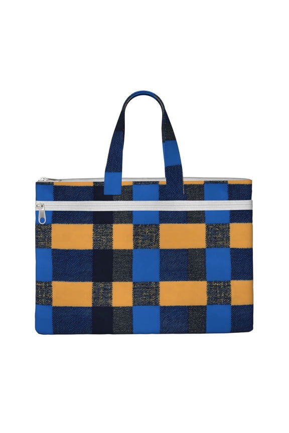 Handbag File Bag 1510.6in Large Capacity Double Pocket Designed For Work Travel Travel Shopping Cornflowerblue Buffalo Plaid Check Tartan Scotland_2