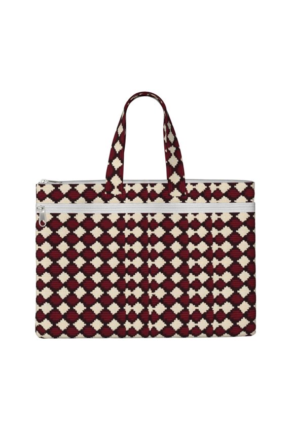 Handbag File Bag 1510.6in Large Capacity Double Pocket Designed For Work Travel Travel Shopping Crimson Modern Houndstooth Texture_1