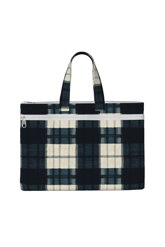 Handbag File Bag 1510.6in Large Capacity Double Pocket Designed For Work Travel Travel Shopping Darkcyan Buffalo Plaid Check Tartan Scotland_3