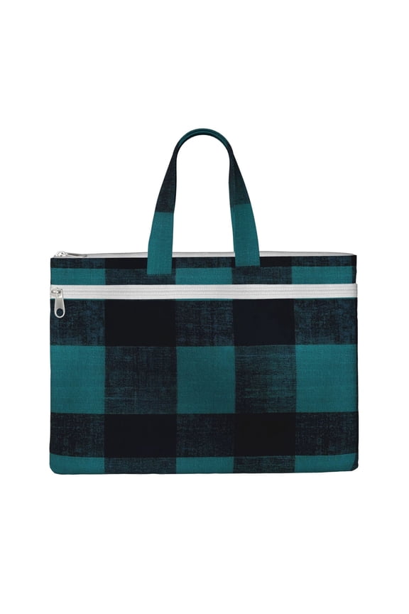 Handbag File Bag 1510.6in Large Capacity Double Pocket Designed For Work Travel Travel Shopping Darkcyan Buffalo Plaid Check Tartan Scotland_4