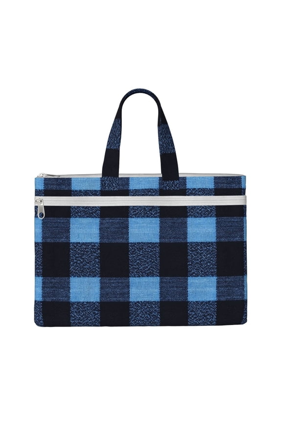 Handbag File Bag 1510.6in Large Capacity Double Pocket Designed For Work Travel Travel Shopping Darkslateblue Buffalo Plaid Check Tartan Scotland_1