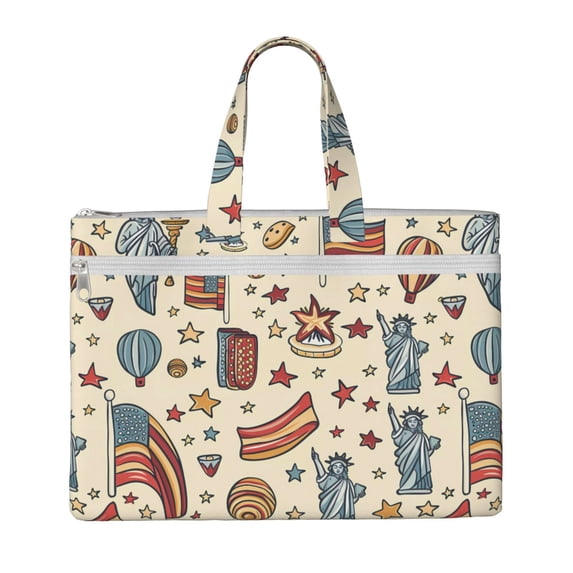 Handbag File Bag 15×10.6in Large Capacity Double Pocket Designed For Work Travel Travel Shopping Independence Day Theme Elements Star (4)