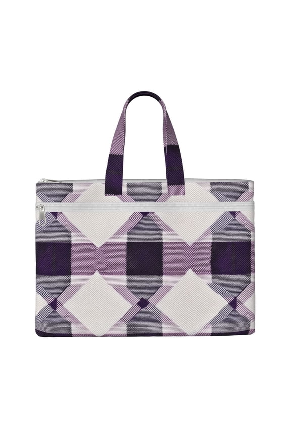 Handbag File Bag 1510.6in Large Capacity Double Pocket Designed For Work Travel Travel Shopping Lavenderblush Buffalo Plaid Check Tartan Scotland_2