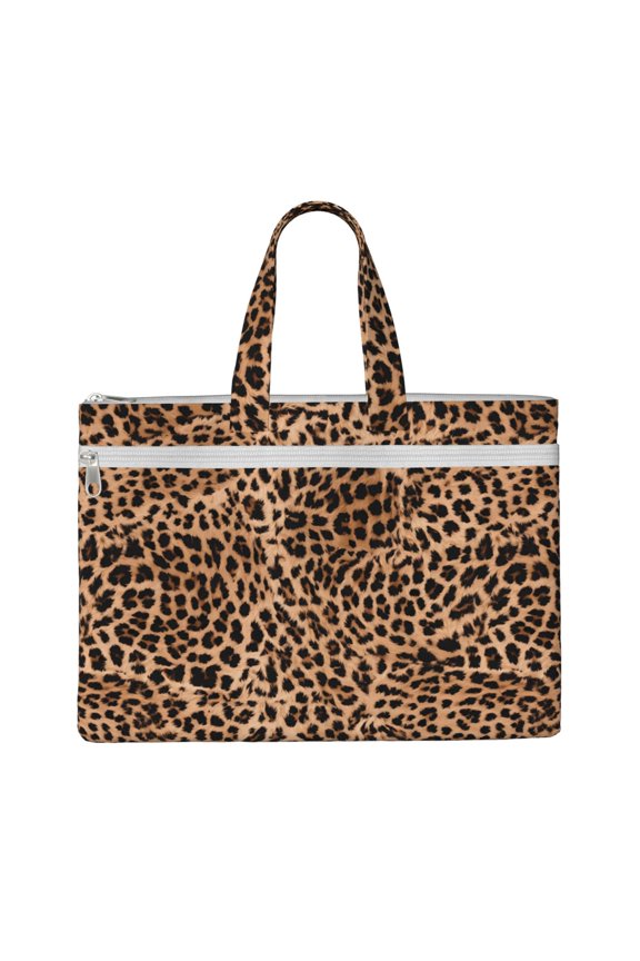Handbag File Bag 1510.6in Large Capacity Double Pocket Designed For Work Travel Travel Shopping Leopard Print Pattern