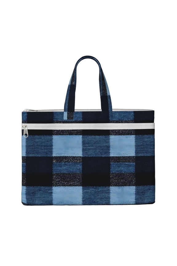 Handbag File Bag 1510.6in Large Capacity Double Pocket Designed For Work Travel Travel Shopping Midnightblue Buffalo Plaid Check Tartan Scotland_1