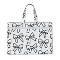 thumbnail image 1 of Handbag File Bag 15×10.6in Large Capacity Double Pocket Designed For Work Travel Travel Shopping Modern Minimalist Black And White Ribbon Bow Pattern, 1 of 8