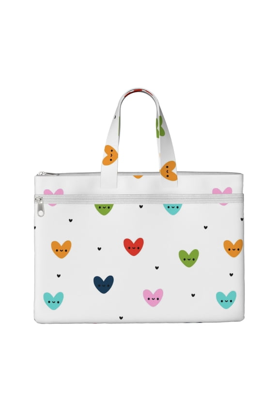 Handbag File Bag 1510.6in Large Capacity Double Pocket Designed For Work Travel Travel Shopping Multicolored Heart-Shaped Cute Expression