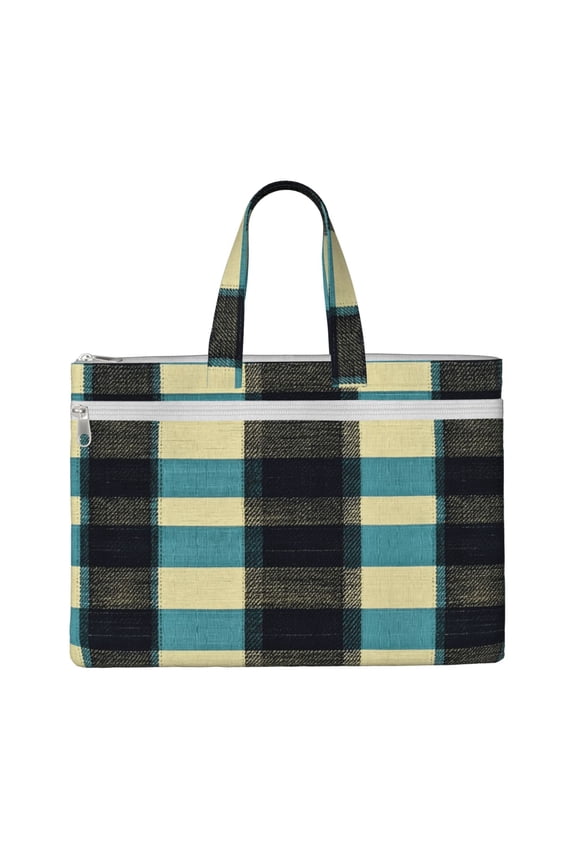 Handbag File Bag 1510.6in Large Capacity Double Pocket Designed For Work Travel Travel Shopping Paleturquoise Buffalo Plaid Check Tartan Scotland_2