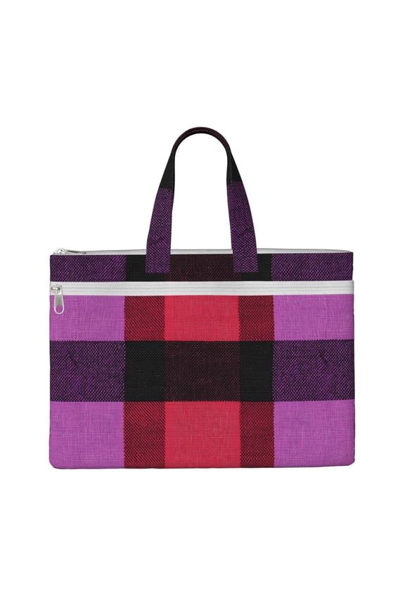 Handbag File Bag 1510.6in Large Capacity Double Pocket Designed For Work Travel Travel Shopping Palevioletred Buffalo Plaid Check Tartan Scotland_3
