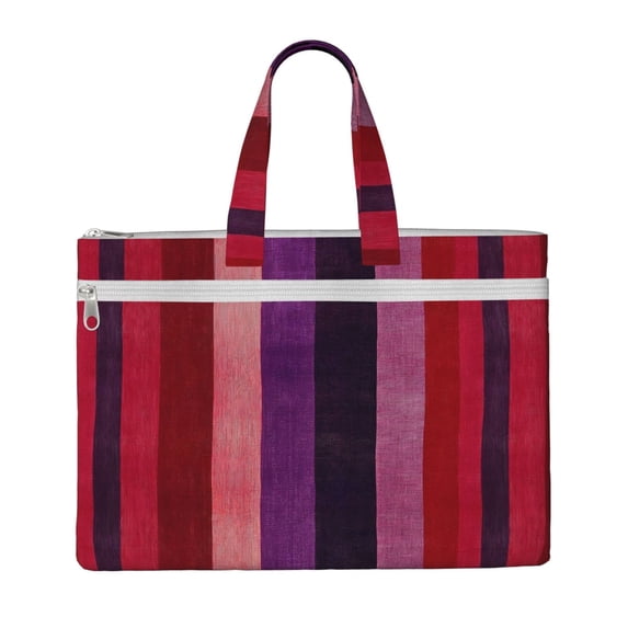 Handbag File Bag 15×10.6in Large Capacity Double Pocket Designed For Work Travel Travel Shopping Purplish Red Stripe_82927_1