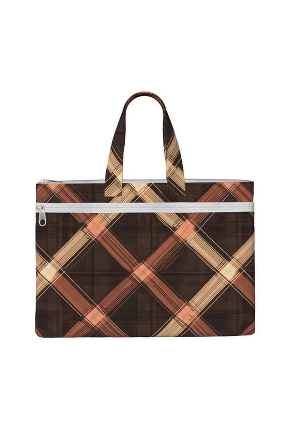 Handbag File Bag 1510.6in Large Capacity Double Pocket Designed For Work Travel Travel Shopping Rosybrown Buffalo Plaid Check Tartan Scotland_3