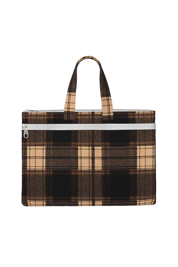 Handbag File Bag 1510.6in Large Capacity Double Pocket Designed For Work Travel Travel Shopping Saddlebrown Buffalo Plaid Check Tartan Scotland_2