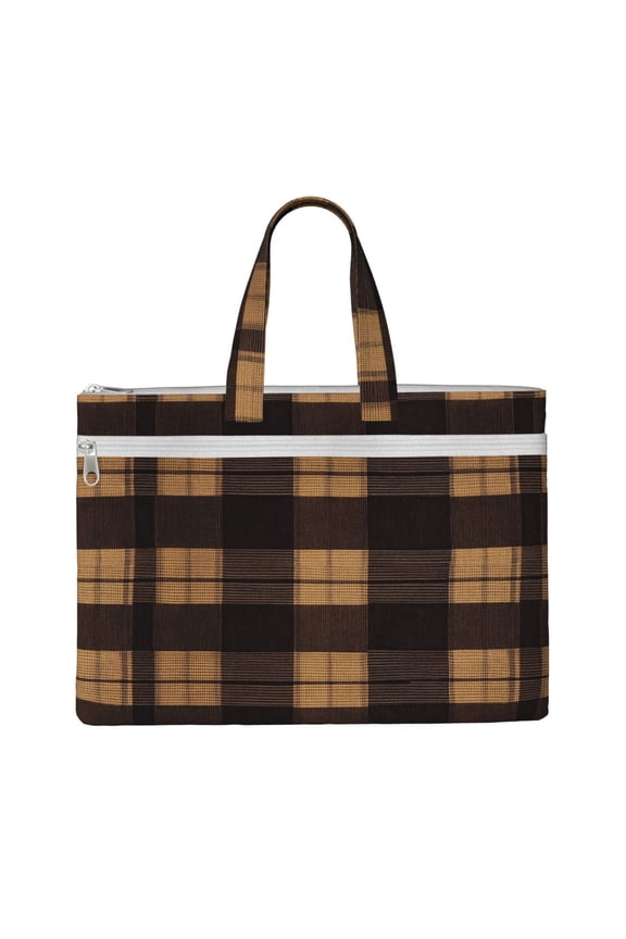 Handbag File Bag 1510.6in Large Capacity Double Pocket Designed For Work Travel Travel Shopping Saddlebrown Buffalo Plaid Check Tartan Scotland_3