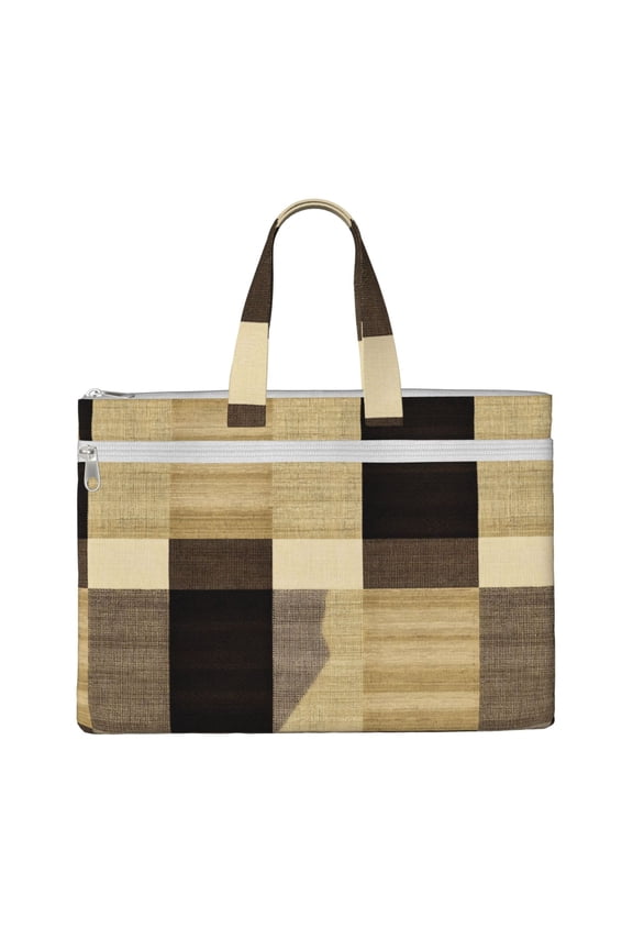 Handbag File Bag 1510.6in Large Capacity Double Pocket Designed For Work Travel Travel Shopping Sandybrown Buffalo Plaid Check Tartan Scotland_1