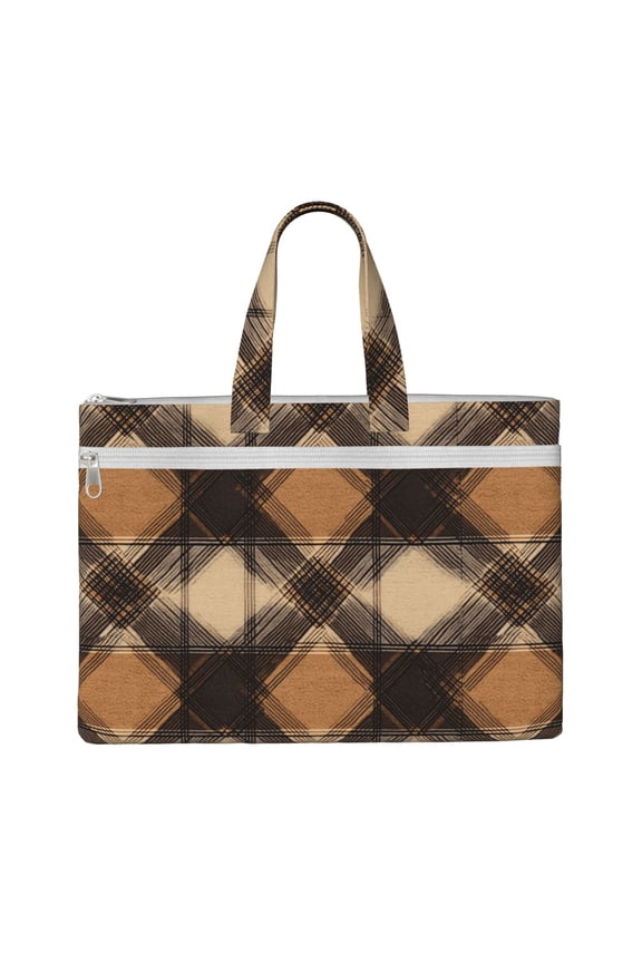 Handbag File Bag 1510.6in Large Capacity Double Pocket Designed For Work Travel Travel Shopping Sandybrown Buffalo Plaid Check Tartan Scotland_2