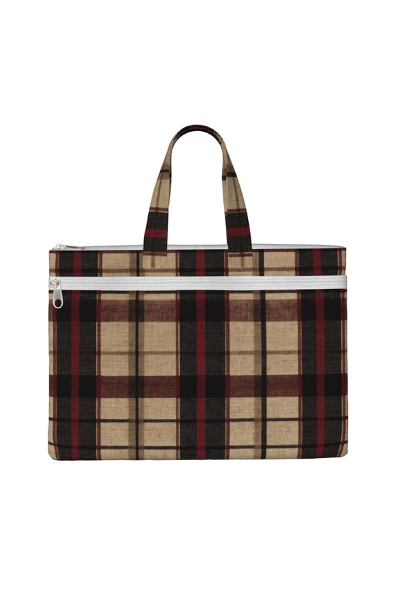 Handbag File Bag 1510.6in Large Capacity Double Pocket Designed For Work Travel Travel Shopping Sandybrown Buffalo Plaid Check Tartan Scotland_3