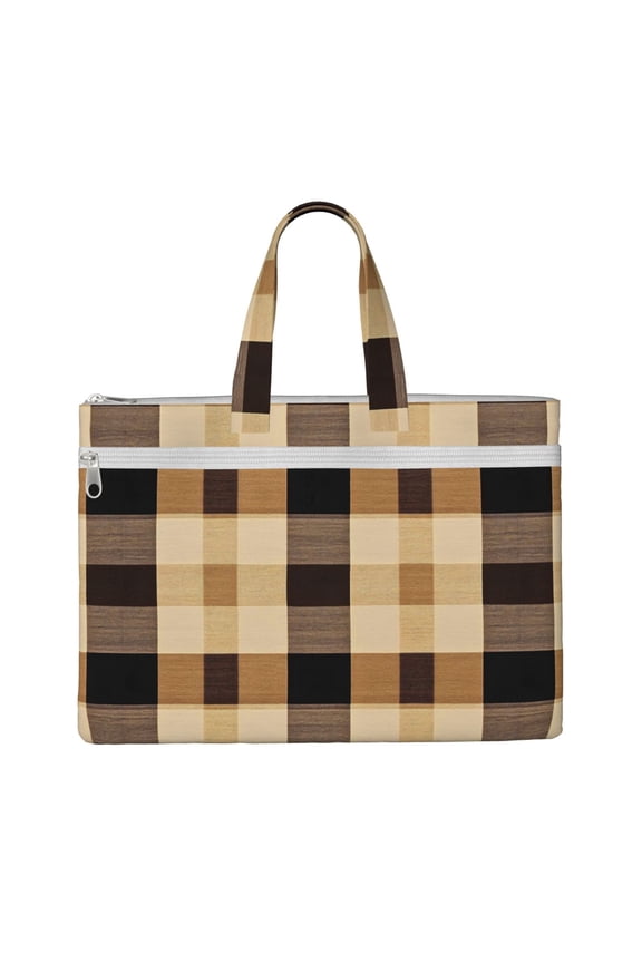 Handbag File Bag 1510.6in Large Capacity Double Pocket Designed For Work Travel Travel Shopping Sandybrown Buffalo Plaid Check Tartan Scotland_4