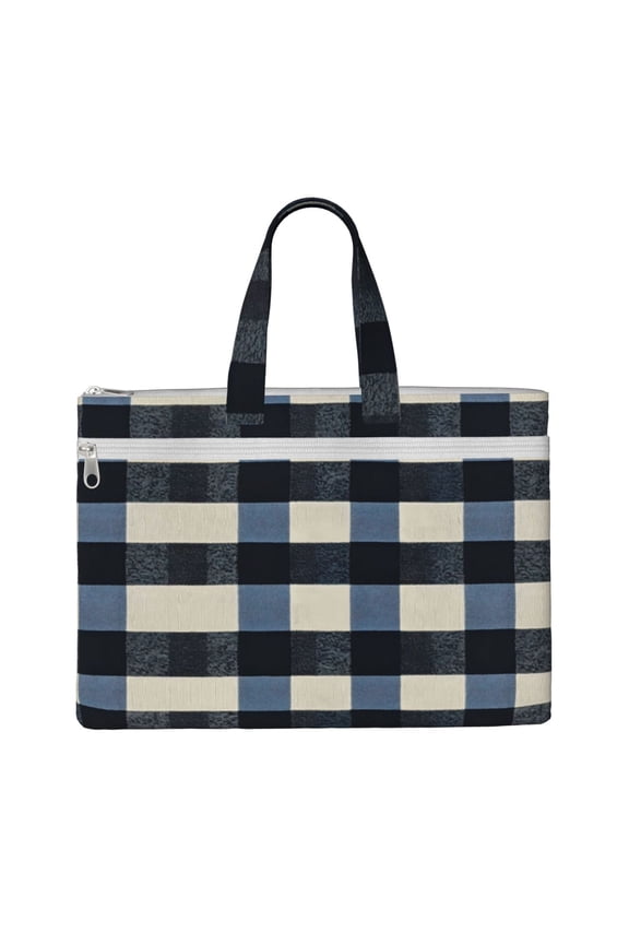 Handbag File Bag 1510.6in Large Capacity Double Pocket Designed For Work Travel Travel Shopping Slateblue Buffalo Plaid Check Tartan Scotland_1